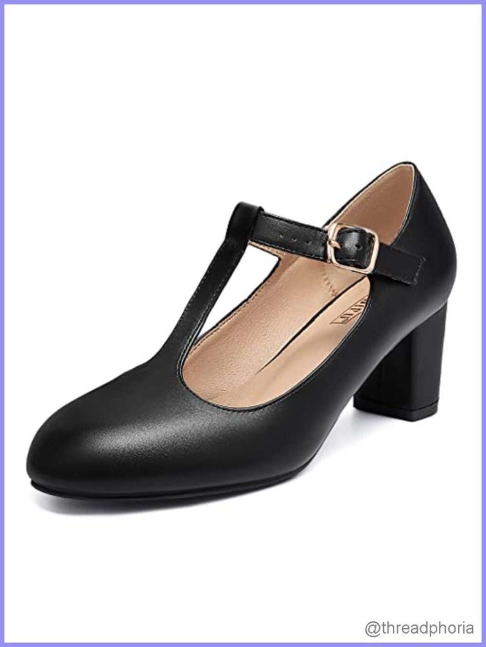 IDIFU Women's Low Chunky T-Strap Closed Toe Mary Jane Pumps Dress Shoes Wedding
